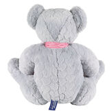 20" Hidden Hearts Bear - Back view of grey bear with heart print fur image number 4