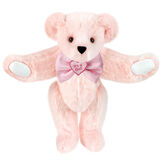 15" "It's a Girl!" Bow Tie Bear - Standing jointed bear dressed in light pink satin bow tie with "It's a Girl!" is embroidered on heart center - Light Pink fur image number 5